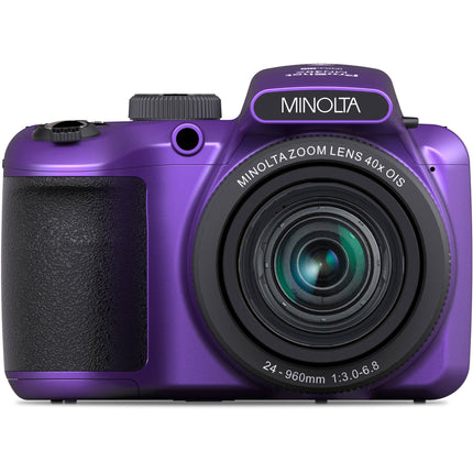 Minolta MN40Z Cámara Digital Morada 20MP Zoom 40x 32GB