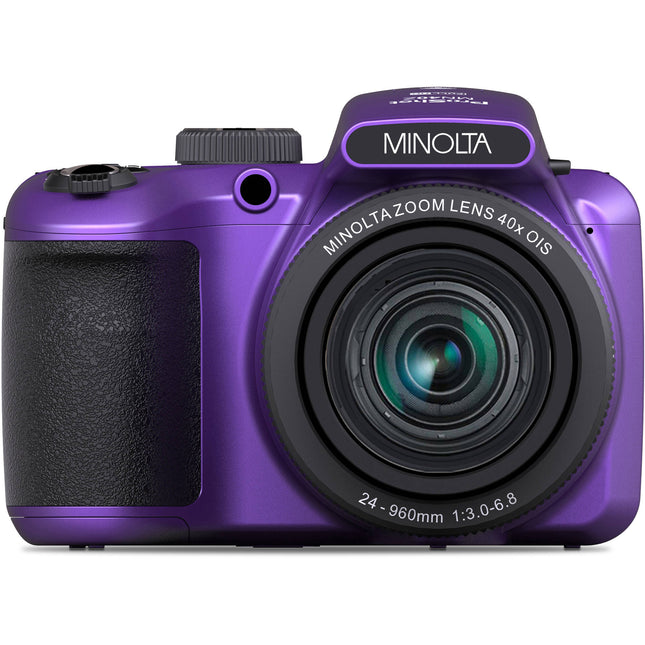 Minolta MN40Z Cámara Digital Morada 20MP Zoom 40x 32GB