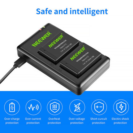 Neewer Batería LP-E17 2-Pack 1250mAh con Cargador USB Dual y Cable Micro-USB