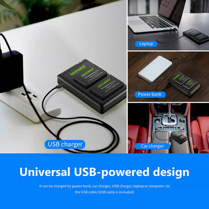 Neewer Batería LP-E17 2-Pack 1250mAh con Cargador USB Dual y Cable Micro-USB