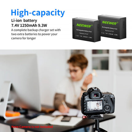 Neewer Batería LP-E17 2-Pack 1250mAh con Cargador USB Dual y Cable Micro-USB