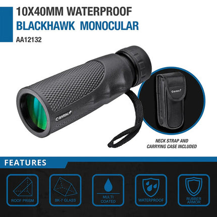 Barska 10x40 WP Blackhawk Monocular 10x Aumento 40mm Impermeable Negro Mate