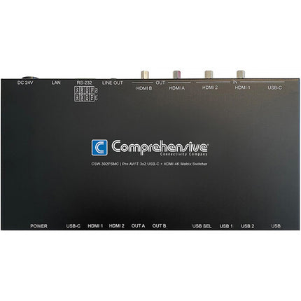 Comprehensive Pro AV/IT Integrator Matriz Switcher 3x2 USB-C HDMI 4K60 4:4:4 con Hub USB 3.0 y Adaptador 24V 5A