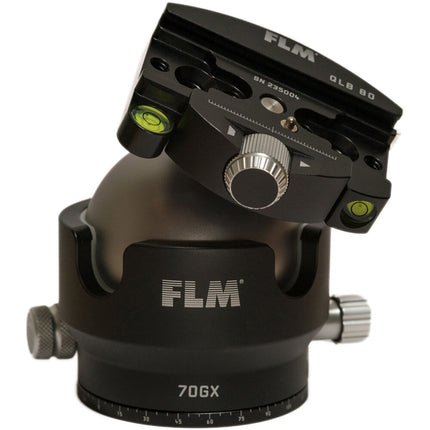 FLM 70GX Cabezal de Trípode Bola Central con Abrazadera QR QLB-80 110.2 lb capacidad 4.33 pulgadas altura