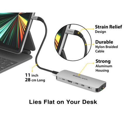 EZQuest USB-C Multimedia Hub 10 en 1 HDMI 4K60 USB-C 100W PD