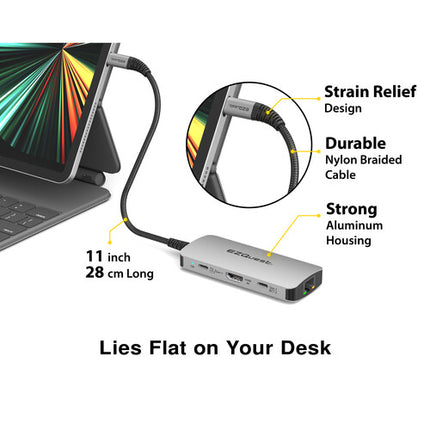 EZQuest USB-C Multihub 7 en 1 HDMI 4K60 100W Power Delivery