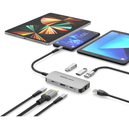 EZQuest USB-C Multihub 7 en 1 HDMI 4K60 100W Power Delivery