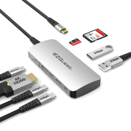 EZQuest USB-C Multimedia Hub 8 en 1 con HDMI 4K60 y 100W PD