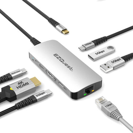 EZQuest USB-C Multihub 7 en 1 HDMI 4K60 100W Power Delivery