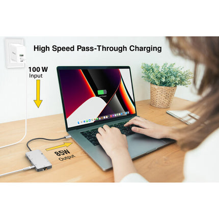 EZQuest Hub Multimedia USB Tipo-C 8 Puertos 4K Ethernet 100W PD
