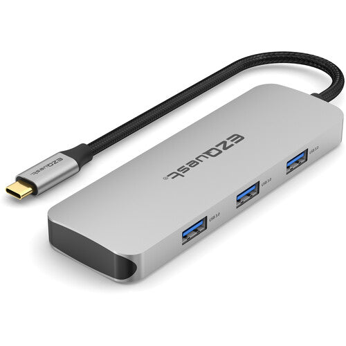 EZQuest 7 Puertos Hub USB 3.2 Gen 2 Plata con 3 USB-C y 80W PD