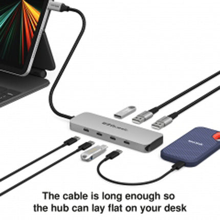 EZQuest 7 Puertos Hub USB 3.2 Gen 2 Plata con 3 USB-C y 80W PD