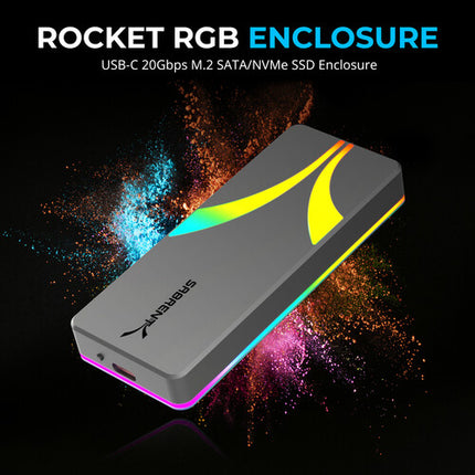 Sabrent Rocket RGB Caja para SSD M.2 USB-C 20 Gb/s 2280 Compatible