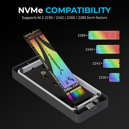 Sabrent Rocket RGB Caja para SSD M.2 USB-C 20 Gb/s 2280 Compatible