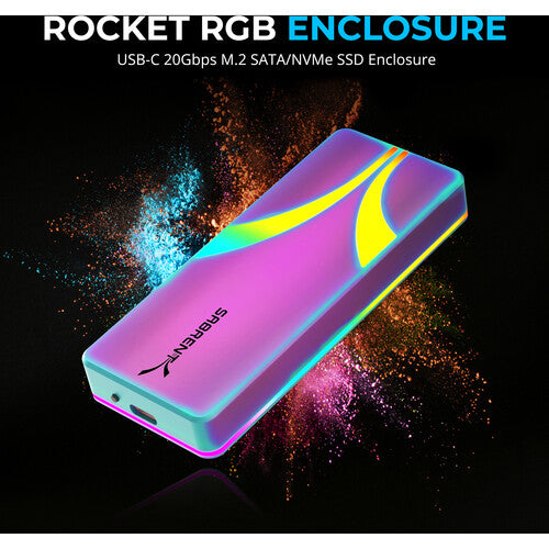 Sabrent Rocket RGB Carcasa M.2 SATA NVMe SSD USB-C 20 Gb/s 2230-2280 Special Edition
