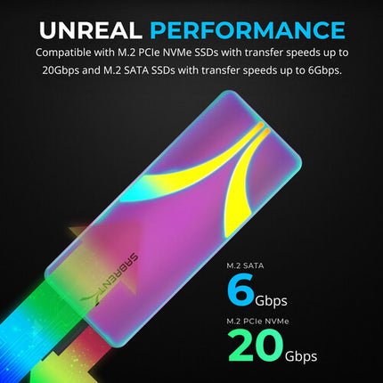 Sabrent Rocket RGB Carcasa M.2 SATA NVMe SSD USB-C 20 Gb/s 2230-2280 Special Edition