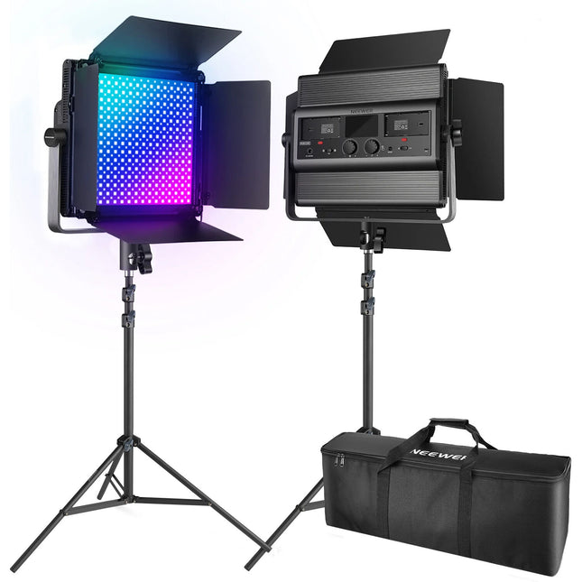 Neewer RGB1200 Panel LED RGB Kit 2 Luces 13.2x13.5 Pulgadas 7300 Lux
