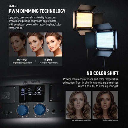 Neewer RGB1200 Panel LED RGB Kit 2 Luces 13.2x13.5 Pulgadas 7300 Lux