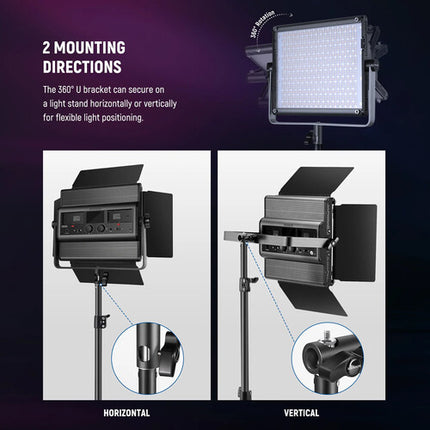 Neewer RGB1200 Panel LED RGB Kit 2 Luces 13.2x13.5 Pulgadas 7300 Lux
