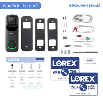 Lorex B862AJDB-E Timbre de Video Cableado 4K UHD 3840x2160 150° FOV con microSD 32GB