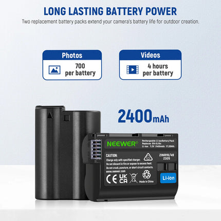 Neewer EN-EL15c Kit de baterías recargables USB con cargador y doble ranura SD