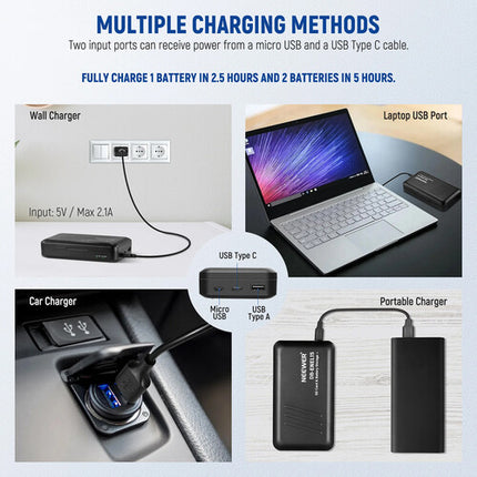 Neewer EN-EL15c Kit de baterías recargables USB con cargador y doble ranura SD