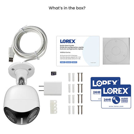 Lorex W891UAD-E Cámara de seguridad dual 4K Wi-Fi 5MP 180° visión nocturna 32GB microSD incluida