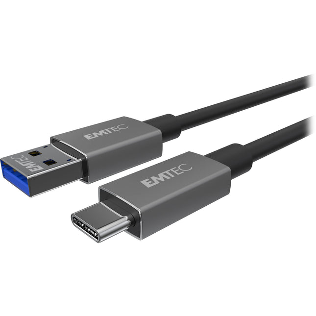 EMTEC T700 Cable USB-A a USB-C 3.1 Gen 2 3 pies negro diseño redondeado