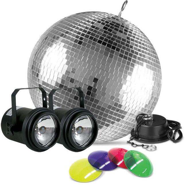 Eliminator Lighting M502EL Kit Bola Espejo 12" Motor 6 RPM Luces Pinspot 30W Geles