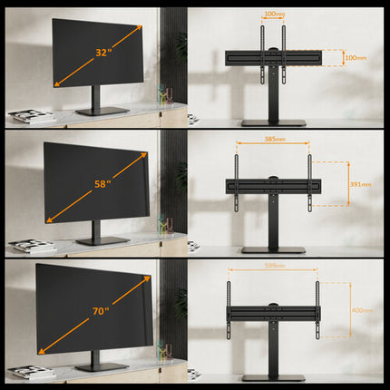 Gabor TTM-50 Soporte Giratorio para TV de 37 a 70" con Base de Vidrio y Ajuste de Altura