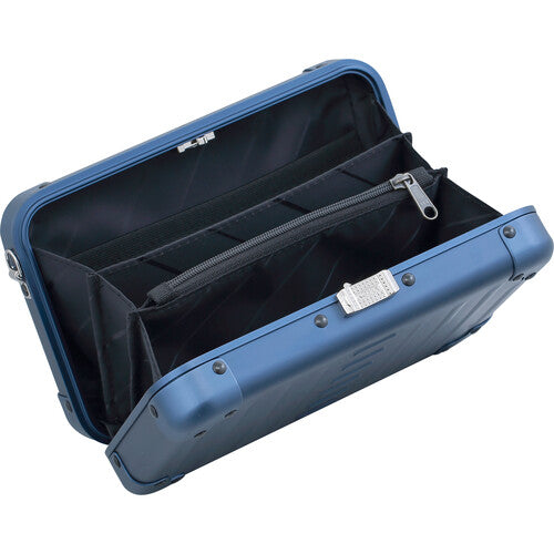Aleon Estuche Crossbody Pequeño de Aluminio en Zafiro con Correa y 3 Bolsillos