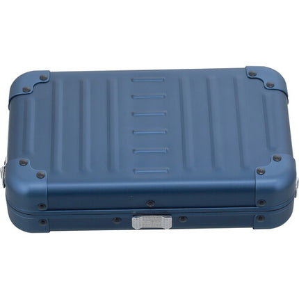 Aleon Estuche Crossbody Pequeño de Aluminio en Zafiro con Correa y 3 Bolsillos