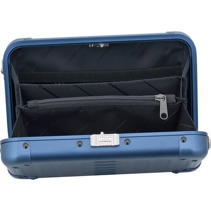 Aleon Estuche Crossbody Pequeño de Aluminio en Zafiro con Correa y 3 Bolsillos