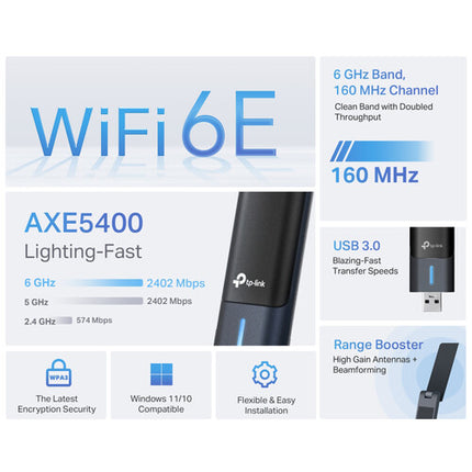 TP-Link Archer TXE70UH Adaptador USB Wi-Fi 6E Tri Banda 5378 Mb/s