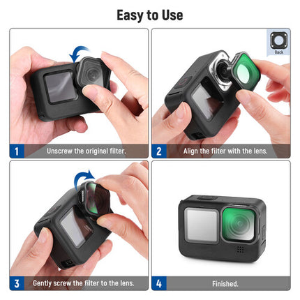 Neewer LS-31 Lente Macro 15x para GoPro HERO9 10 11 Negro 2.8 a 3.9" enfoque