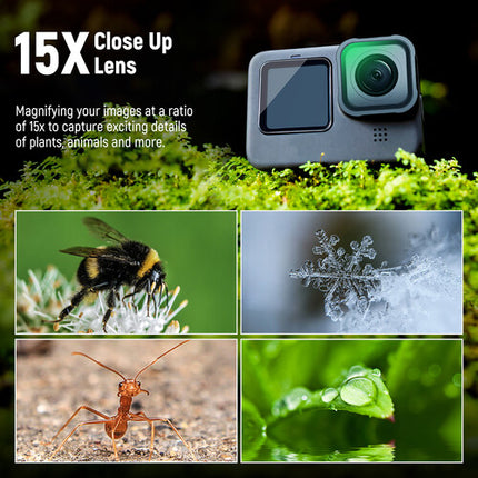 Neewer LS-31 Lente Macro 15x para GoPro HERO9 10 11 Negro 2.8 a 3.9" enfoque