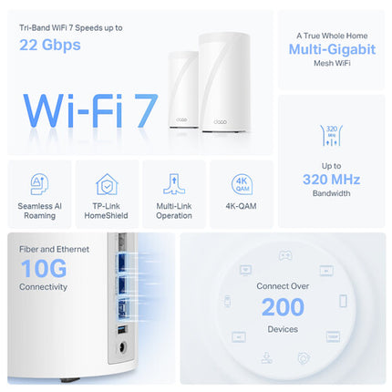 TP-Link Deco BE85 BE22000 Sistema Mesh Wi-Fi 7 Tri-Banda 21 536 Mb/s 2 Piezas