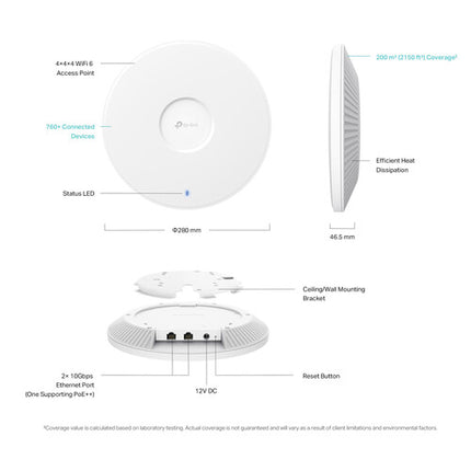 TP-Link EAP783 BE22000 Punto de Acceso Wi-Fi 7 Tri Banda 21536 Mb/s 2150 m²