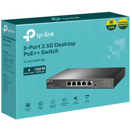 TP-Link TL-SG105PP-M2 Switch de Red No Gestionado 5 Puertos 2.5G 4 PoE++ 123W