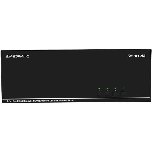 Smart-AVI 4-Port Quad-Head DisplayPort KVM Switch resolución 3840x2160 60Hz con USB 2.0 y emulación Aux