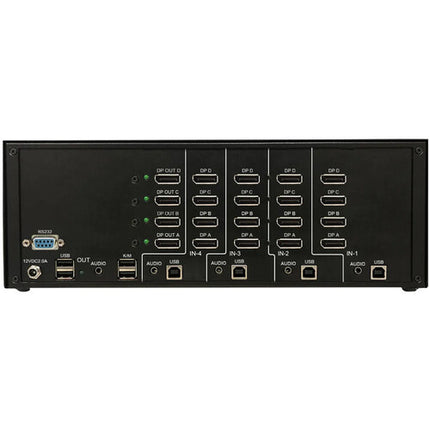Smart-AVI 4-Port Quad-Head DisplayPort KVM Switch resolución 3840x2160 60Hz con USB 2.0 y emulación Aux