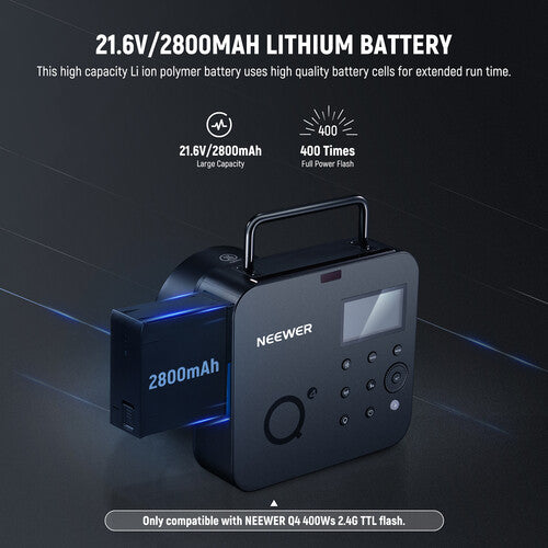 Neewer Battery Pack para Flash Q4 TTL Capacidad 2800mAh 400 Destellos