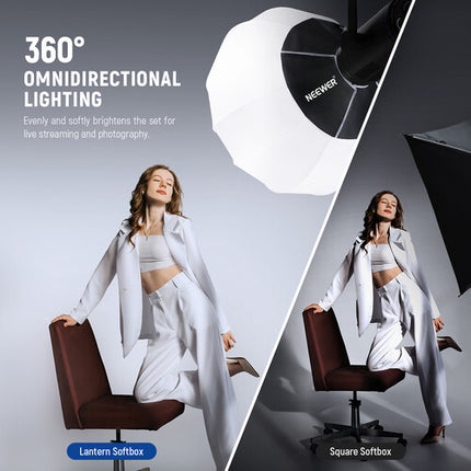 Neewer Quick Release Lantern Softbox 26 pul  Iluminación 360° Montura Bowens con Bolsa