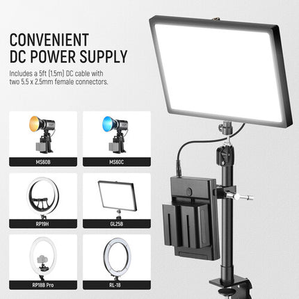 Neewer PS010E Placa de Batería NP-F con Super Clamp y Cable DC 5'