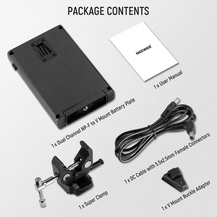 Neewer PS010E Placa de Batería NP-F con Super Clamp y Cable DC 5'