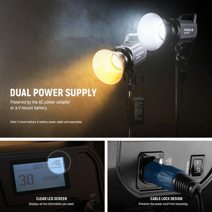 Neewer FS150B LED Monoluz Bi-Color 72000 Lux y 2700-6500K con Reflector y Alimentador