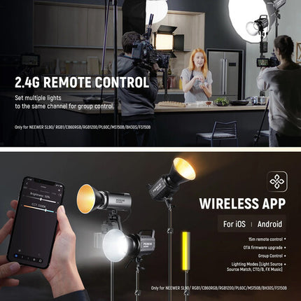 Neewer FS150B LED Monoluz Bi-Color 72000 Lux y 2700-6500K con Reflector y Alimentador