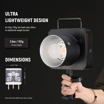Neewer Flash Tube para Q4 TTL Flash Strobe 400Ws Montaje Fácil