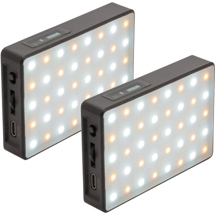 Genaray RGB-CP425 Panel LED RGB compacto para cámara Kit 2 luces 192 Lux 3.9x2.5 pulgadas
