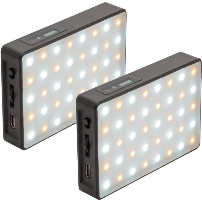 Genaray RGB-CP425 Panel LED RGB compacto para cámara Kit 2 luces 192 Lux 3.9x2.5 pulgadas